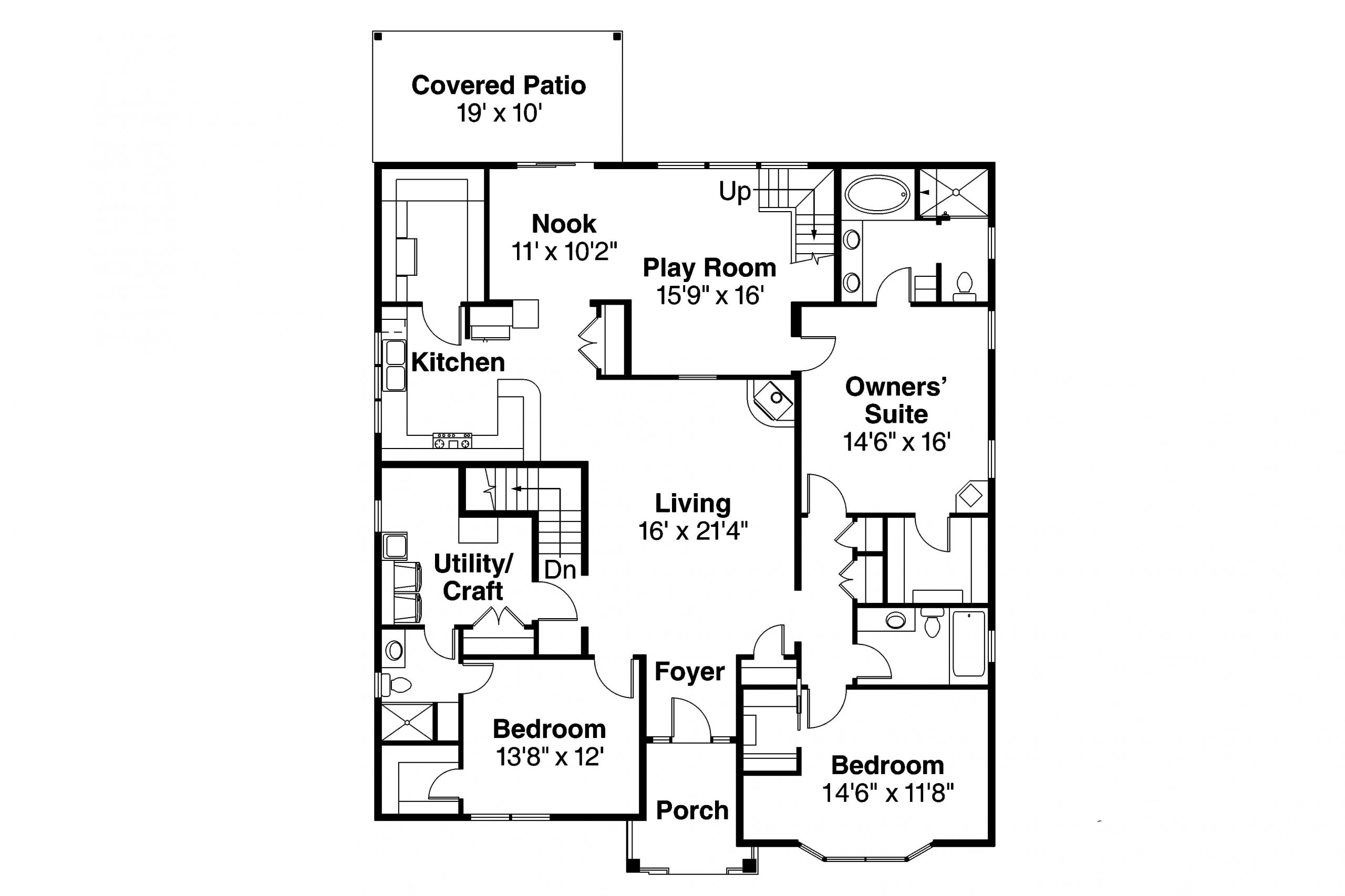 Sample 3-bedroom single-story floor plan